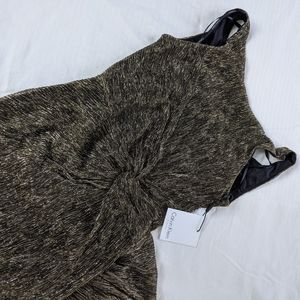 NWT Calvin Klein Metallic Knit Floor Length Gown